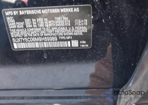 2021 BMW X3 xDrive30I z USA, uszkodzony, nr VIN 5UXTY5C06M9H69989